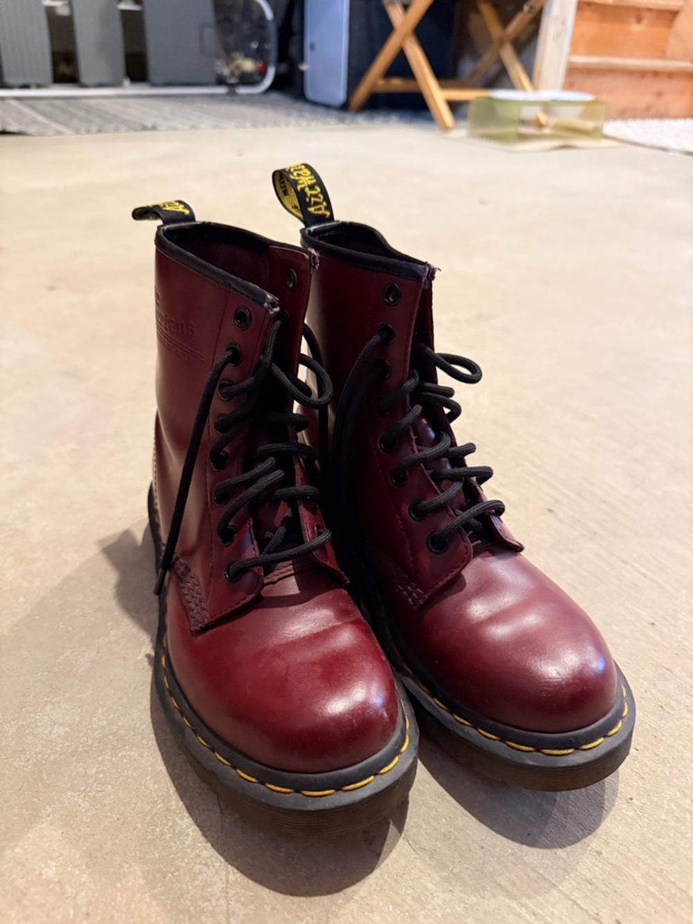 Dr. Martens Burgundy Leather Interior Oxford Boots